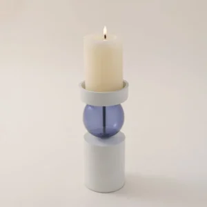 Homez Piller Candle Holder Yaqut Collection, White 9*9*20Cm