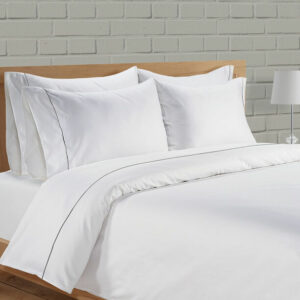 Boutique Blanche White Cotton Percale Queen Duvet Cover Set 3 Pcs, 200*200Cm